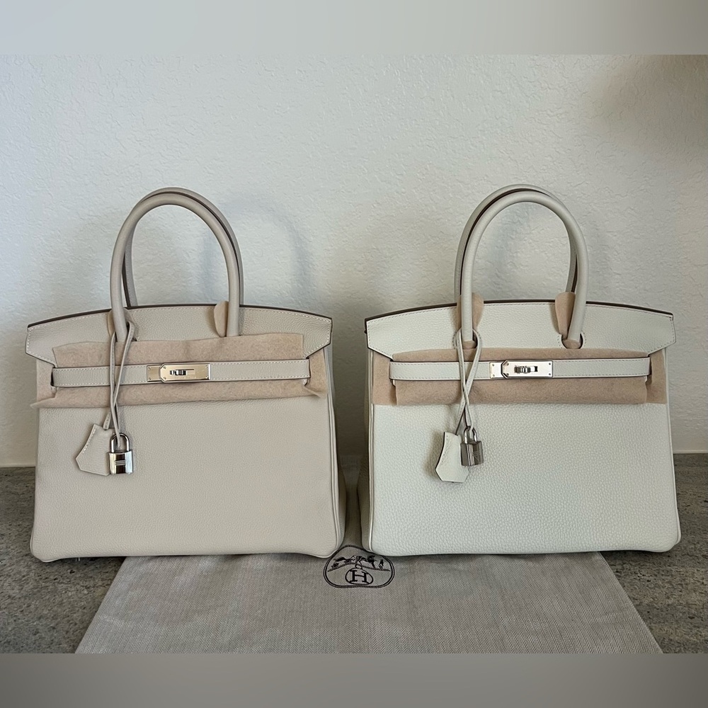 Hermes Birkin 30 Accessories Inspiration and Color Comparison Craie and Mushroom - Picture 5 of 6